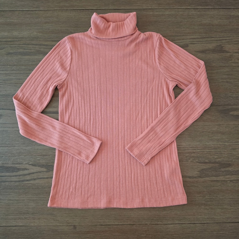 J.Crew Ribbed Turtleneck Top Dusty Rose Pink Long Sleeve Size Medium